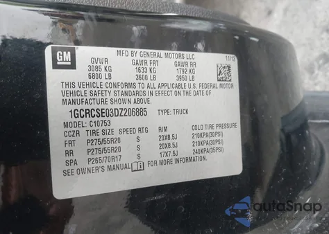 2013 Chevrolet Silverado 1500 Lt z USA, uszkodzony, nr VIN 1GCRCSE03DZ206885